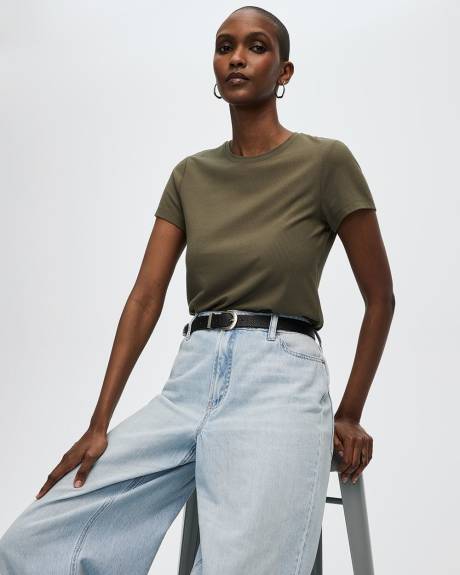 T-shirt côtelé et ajusté à col rond - R Essentials