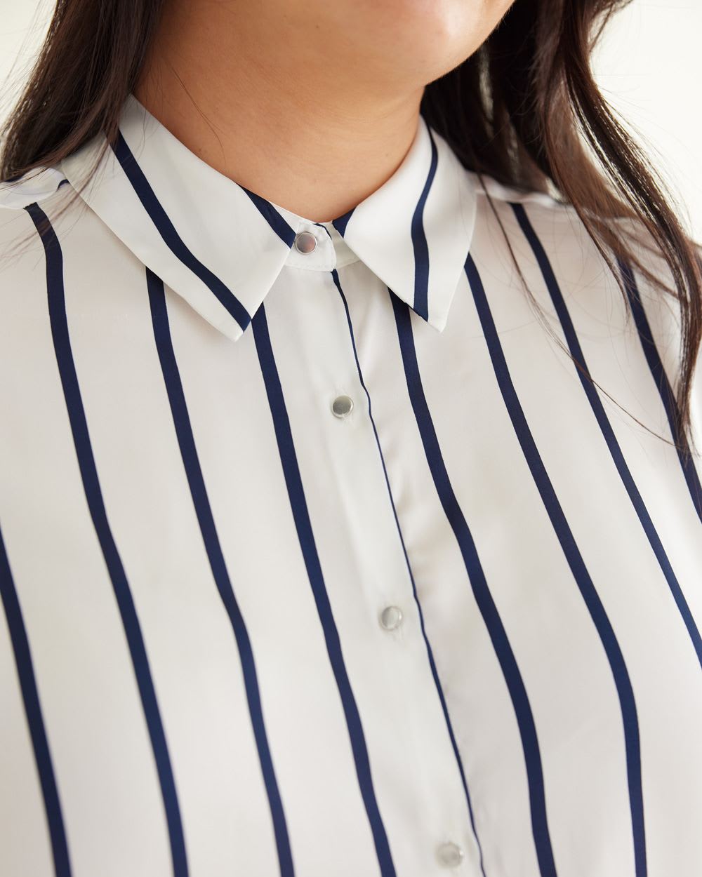 Women's Long-Sleeve Satin Button-Up Shirt, Women's Tops