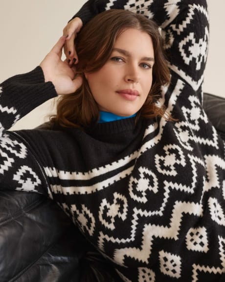 Robe tricot à col rond avec motif nordique