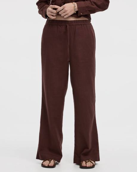 Wide-Leg High-Rise Linen Blend Pant - Tall