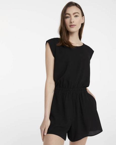 Solid Romper with Elastic Waistband