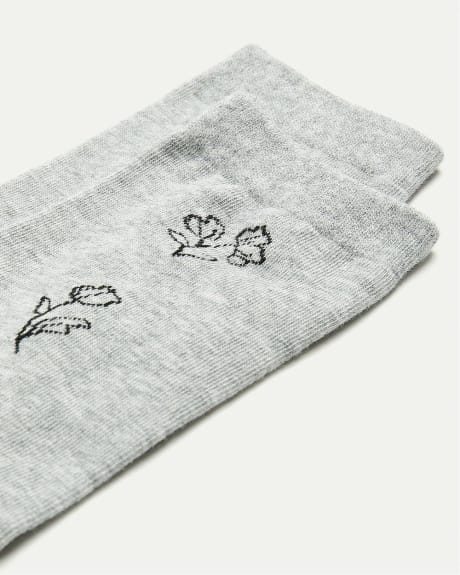 Cotton Socks with Floral Pattern