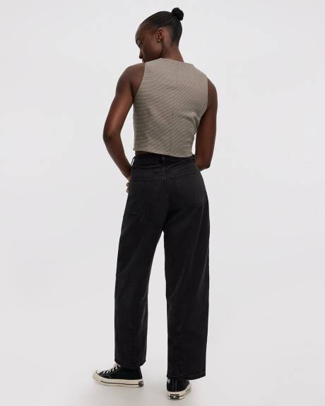 Veste sans manches à col rond à motif pied-de-poule