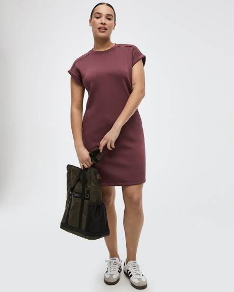 Extended-Sleeve Crew-Neck Dress with Pockets - Hyba