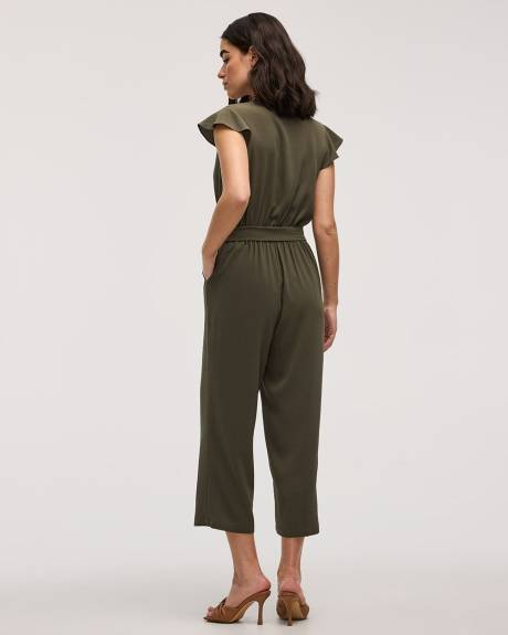 Cropped Straight-Leg Sleeveless Jumpsuit