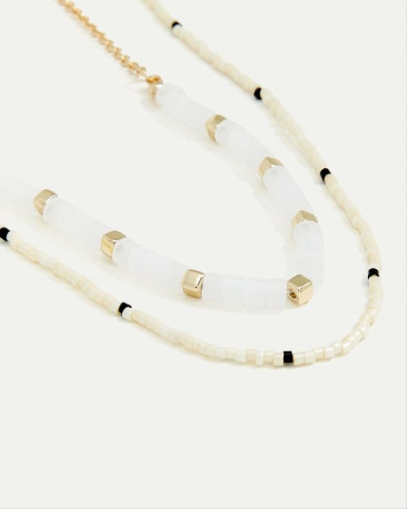 Double-Chain Short Necklace with Clear Beads