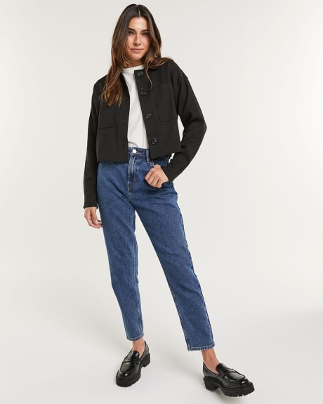 Buttoned Crop Twill Shacket