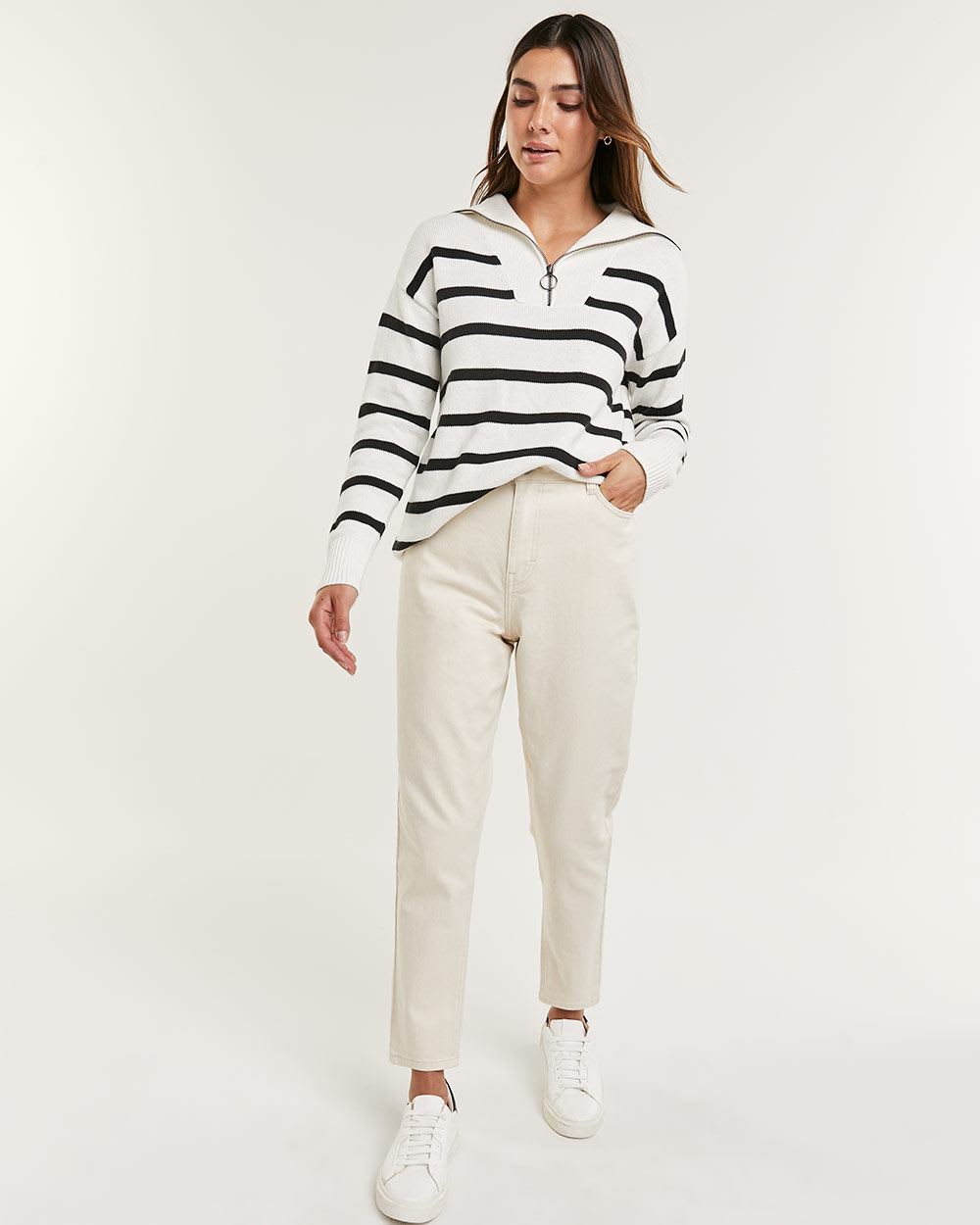 Striped Zip Up Pullover