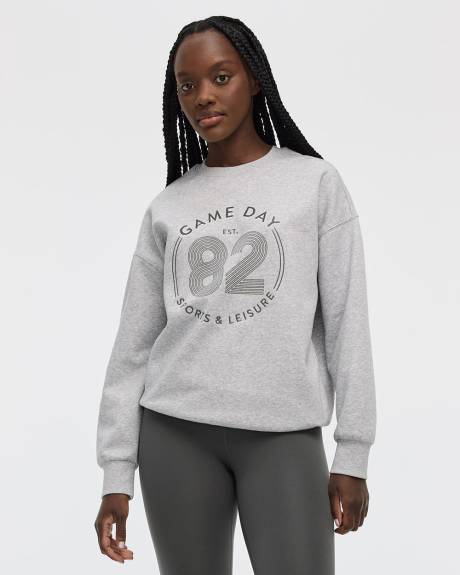 Pull imprimé graphique en molleton à col rond - Hyba