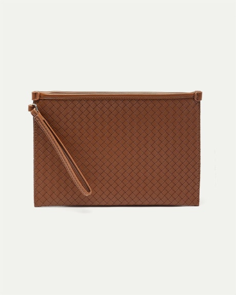 Faux Leather Clutch with Wristlet