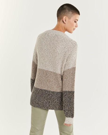 Knit V Neck Stripe Pullover