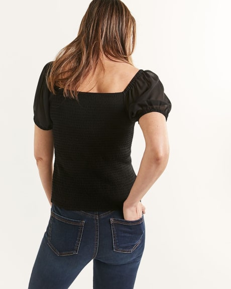 Puff Sleeve And Square Neck Top