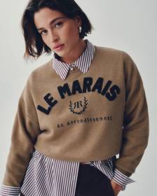 Long-Sleeve Crew-Neck Sweater with Embroidery