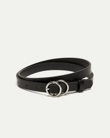 Skinny Double Ring Faux Leather Belt