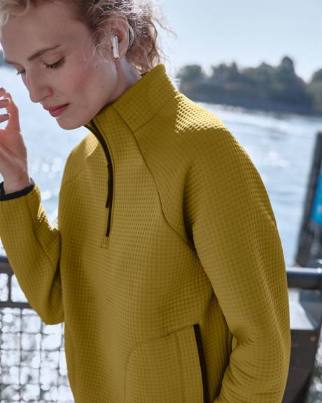 Long-Sleeve Half-Zip Mock-Neck Pullover - Hyba