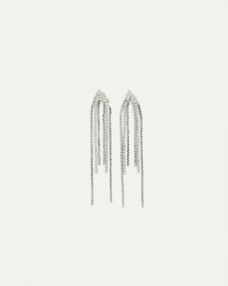 Stud Earrings with Dangling Chains