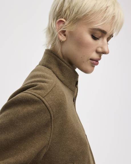 Faux-Wool Buttoned-Down Bomber Jacket