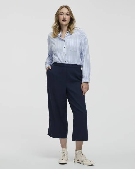 Cropped Wide-Leg Linen-Blend Pant