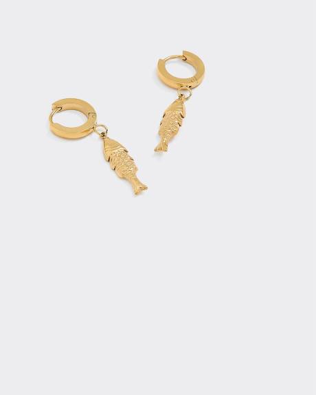 Stainless Steel Hoops with Fish Pendant