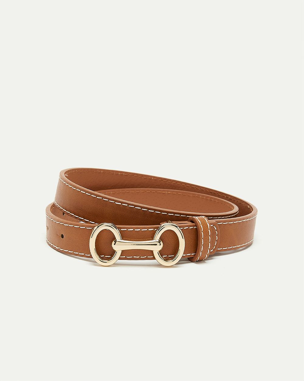 Skinny Belt with Contrast Stitches