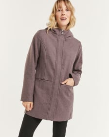 Rose Taupe Hooded Wool Twill Jacket