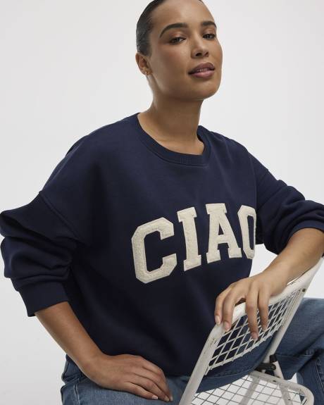 Pull en molleton à manches longues et col rond