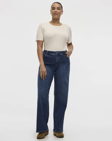Jean à jambe large et taille mi-haute - Petite
