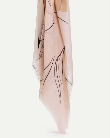Abstract Leaf Print Oblong Scarf