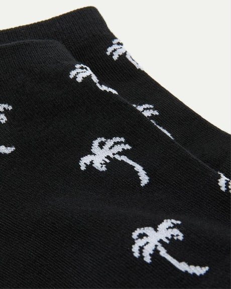 Cotton Anklet Socks with Palm Trees
