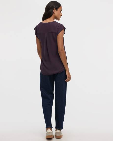 Blouse à manches très courtes et col fendu - R Essentials