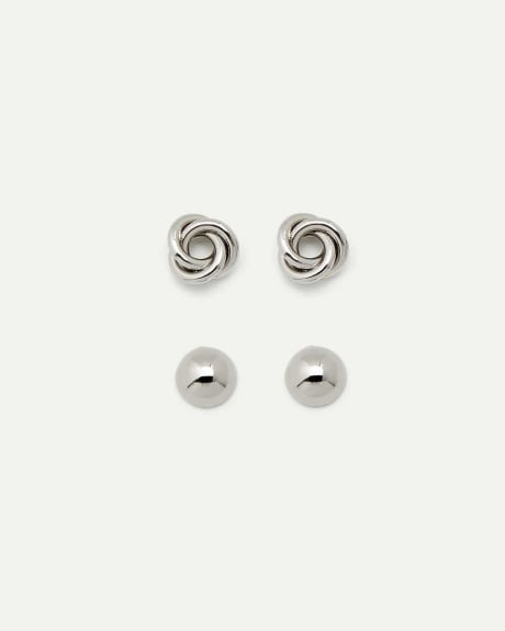 2-Pack Stud and Knot Post Earrings