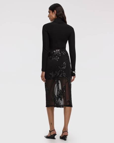 Midi Mesh Sequins Skirt