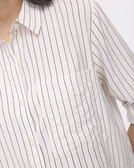 Striped Long-Sleeve Buttoned-Down Blouse