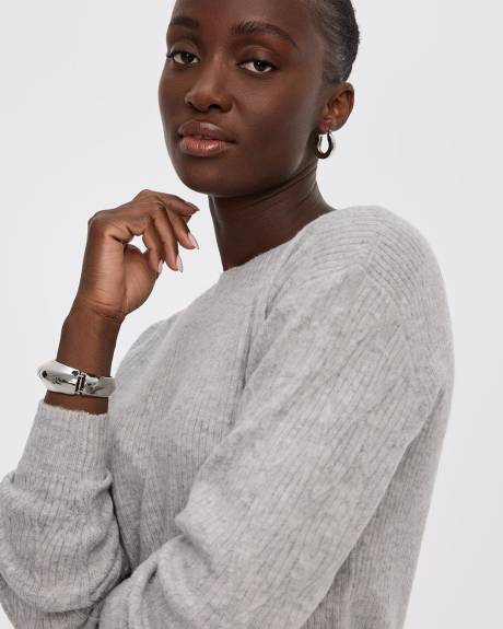 PlushSoft Crew-Neck Ribbed Sweater Dress