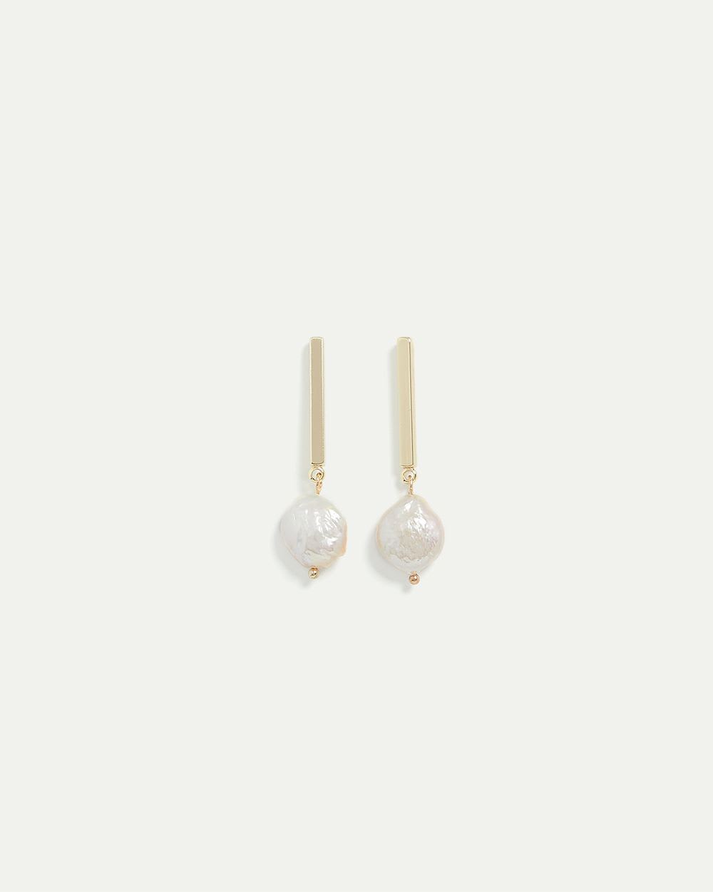 Stick Earrings with Pearl Pendant