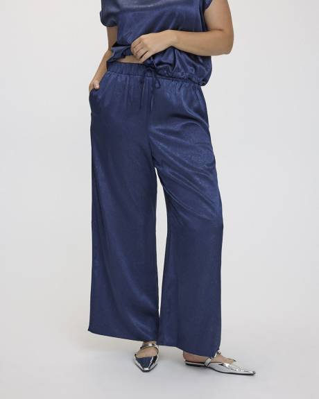 Pantalon en satin à jambe large et taille haute - Long
