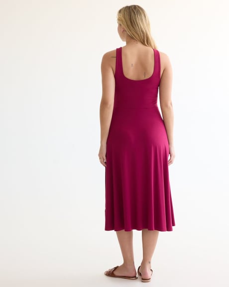 Sleeveless Midi Dress with Square Neckline