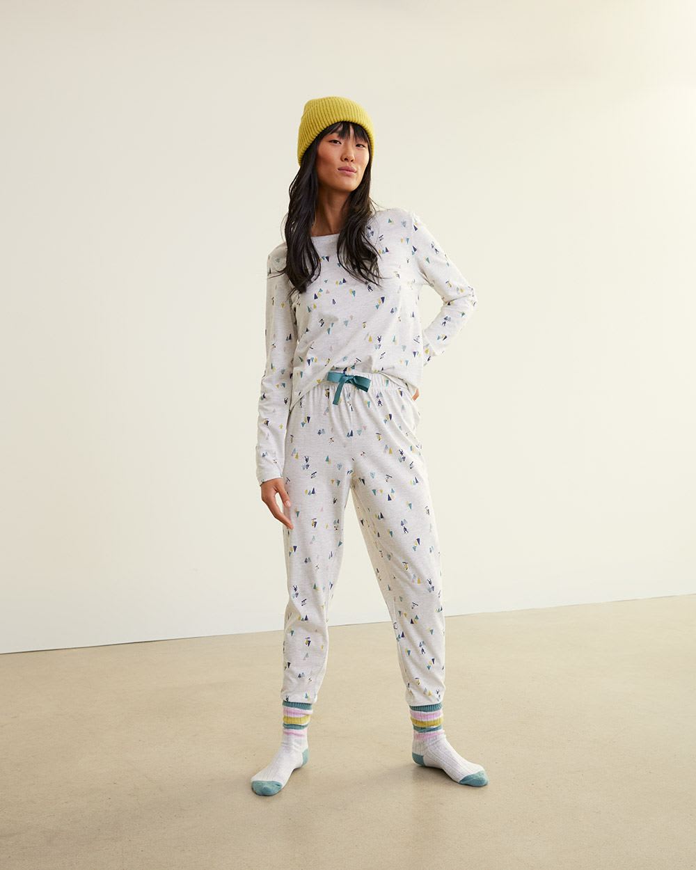 Ensemble pyjama en mélange de coton à manches longues et jogger