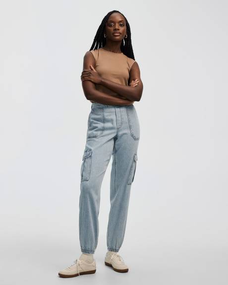Pantalon jogger en denim avec poches cargo - Long