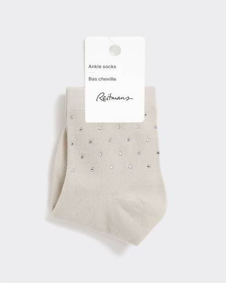 Bas chevilles avec strass à l'ourlet