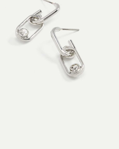 Paperclip Link Earrings with Glass Stones