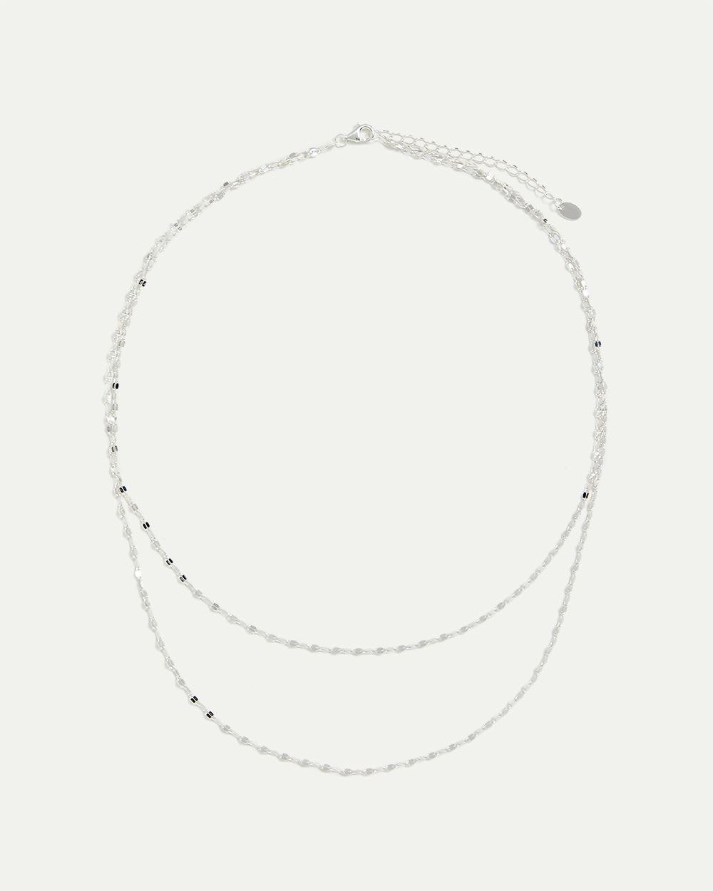 2-Layer Sterling Silver Flat Link Short Necklace