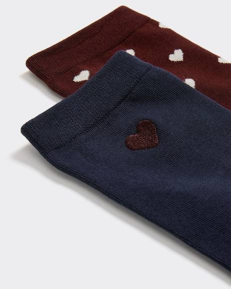 Bas classiques avec coeurs - 2 paires