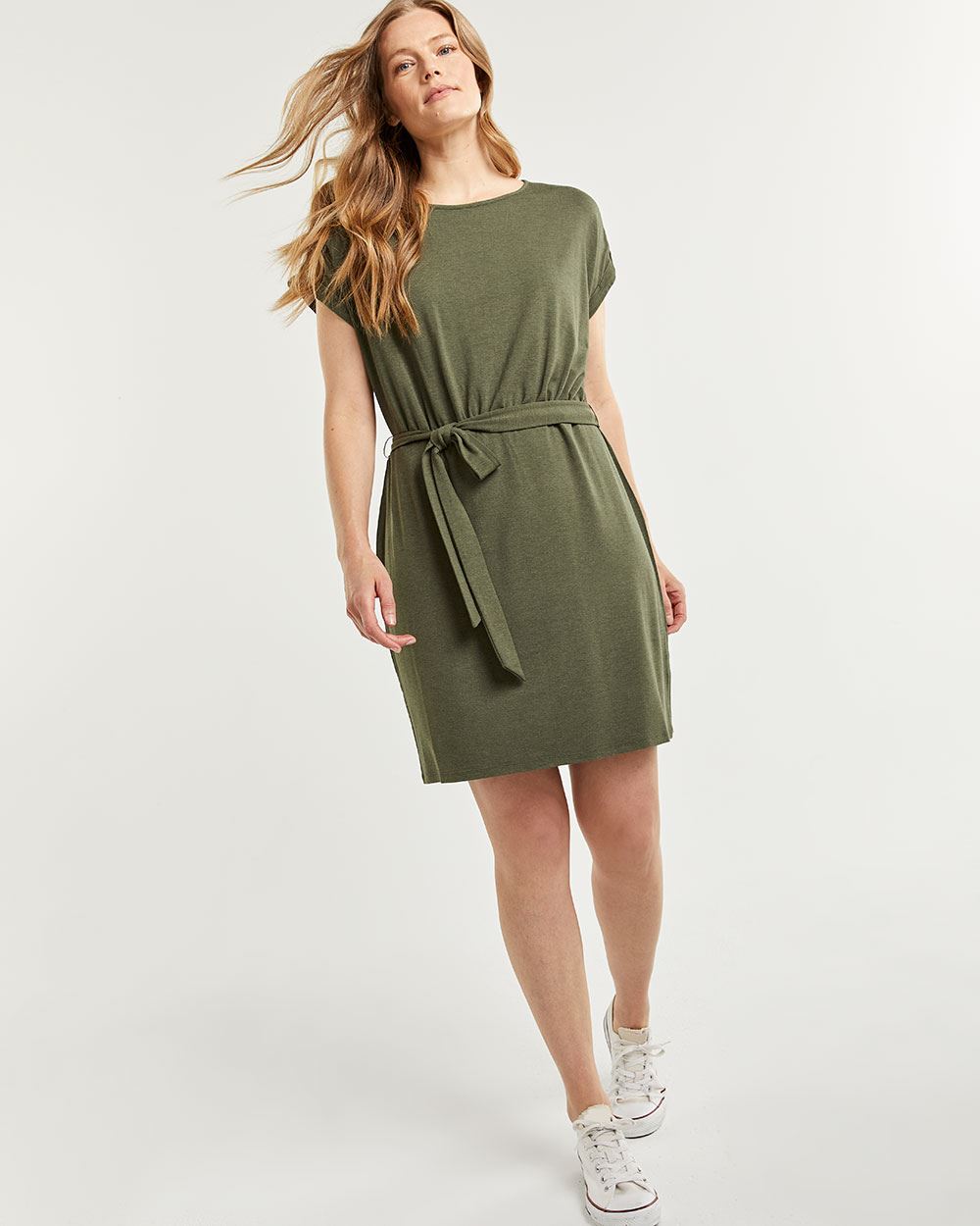 Short Sleeve Jersey Shift Dress with ...