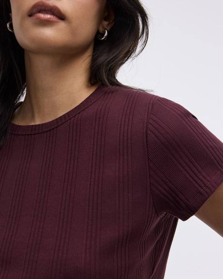 Fitted Crew-Neck Ribbed T-Shirt