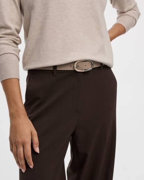 Suede Belt with Two-Tone Buckle