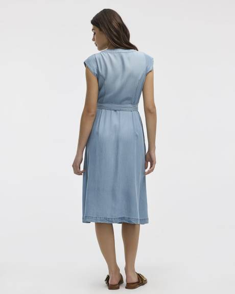 Cap-Sleeve Fit-and-Flare Tencel Midi Dress