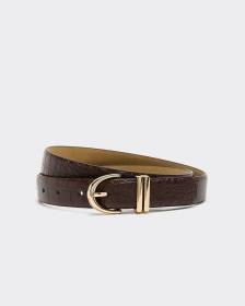 Faux-Leather Belt with Crocodile Pattern