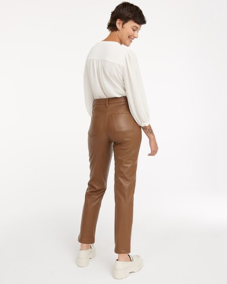 High-Waisted Straight-Leg Faux Leather Pants - Petite