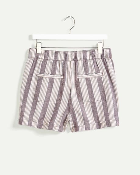 Linen-Blend Yarn Dyed Shorts
